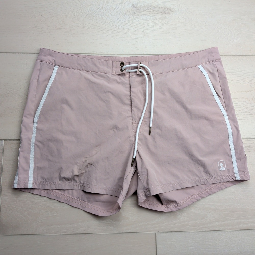 Dandy Del Mar Gaucho Board Shorts Swim Trunks Mens 36 Pink Striped Retro